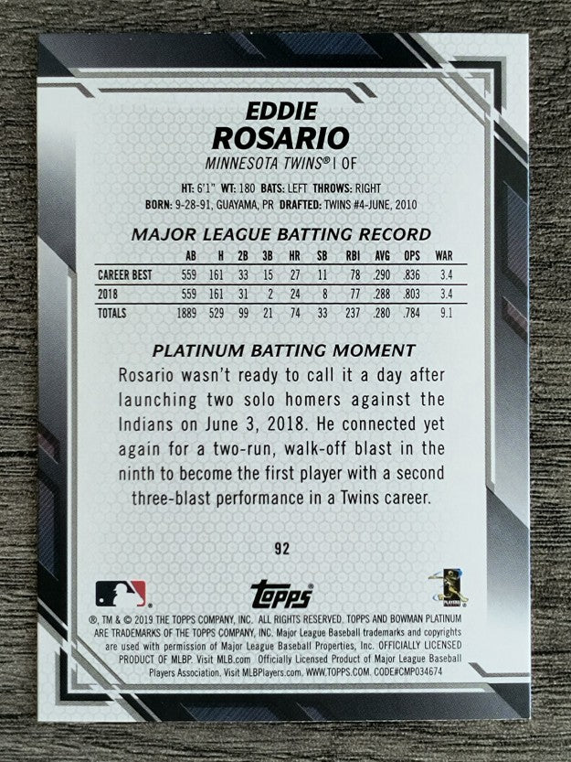 2019 Bowman Platinum #92 Eddie Rosario