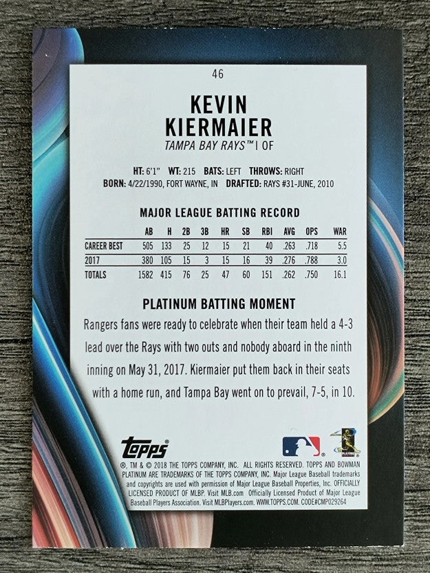 2018 Bowman Platinum #46 Kevin Kiermaier