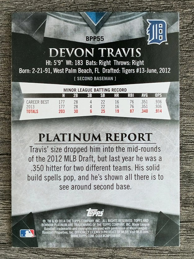 2014 Bowman Platinum Prospects #BPP55 Devon Travis