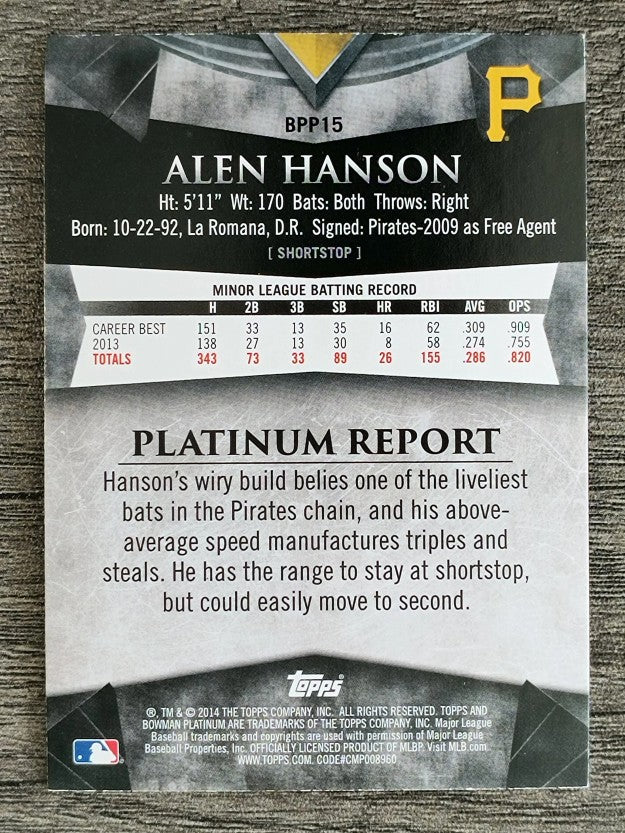 2014 Bowman Platinum Prospects #BPP15 Alen Hanson