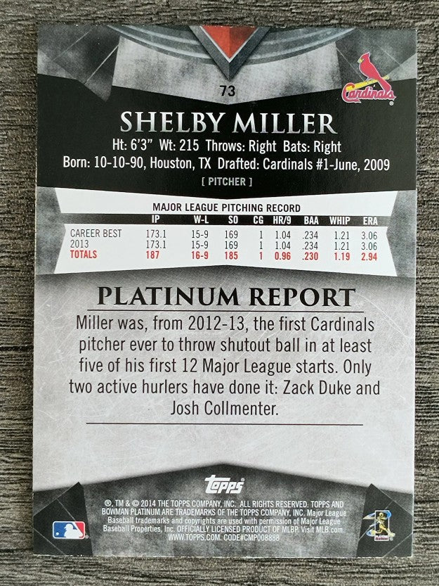 2014 Bowman Platinum #73 Shelby Miller