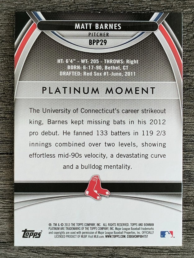 2013 Bowman Platinum Prospects #BPP29 Matt Barnes