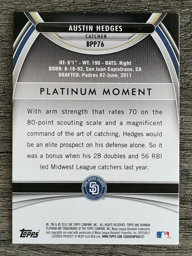 2013 Bowman Platinum Prospects #BPP76 Austin Hedges