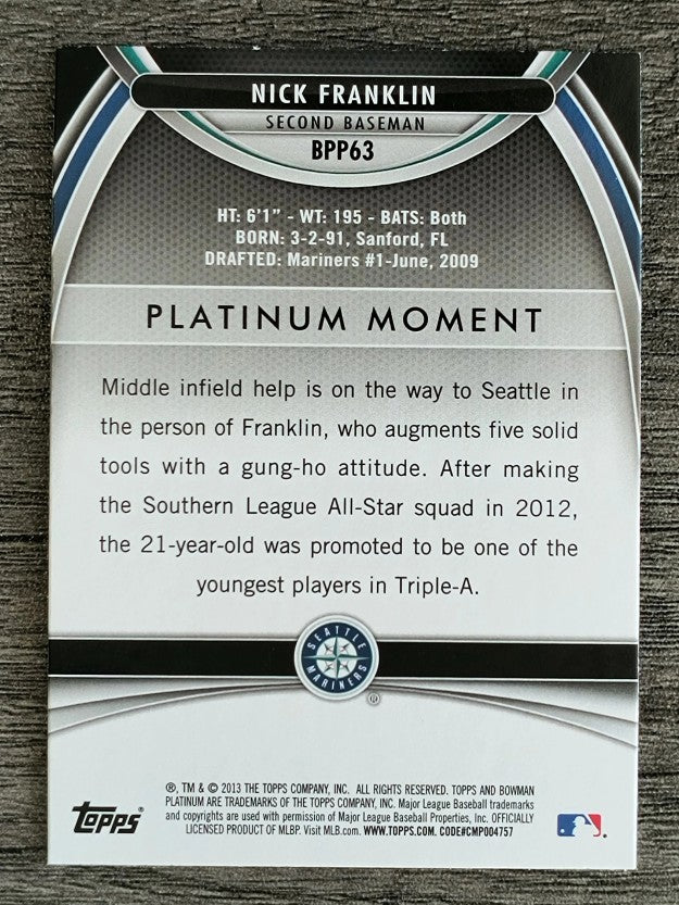2013 Bowman Platinum Prospects #BPP63 Nick Franklin