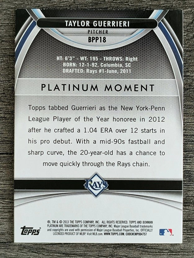 2013 Bowman Platinum Prospects #BPP18 Taylor Guerrieri
