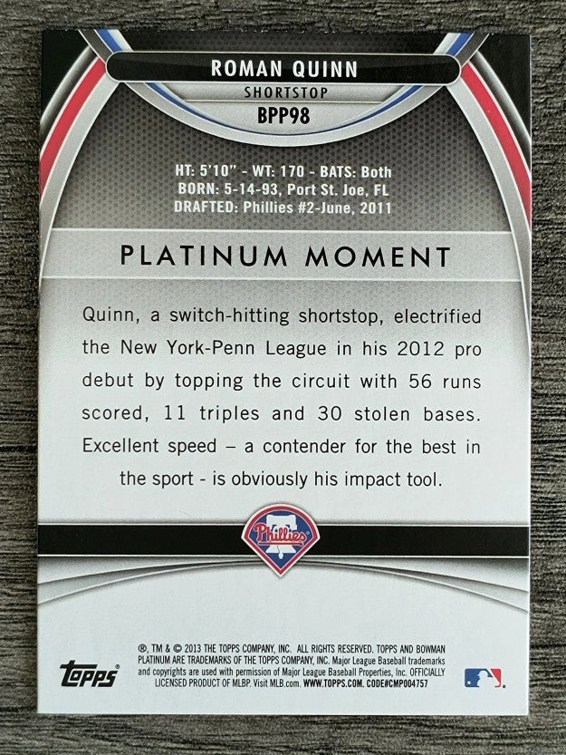 2013 Bowman Platinum Prospects #BPP98 Roman Quinn
