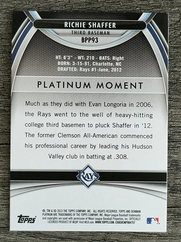 2013 Bowman Platinum Prospects #BPP93 Richie Shaffer