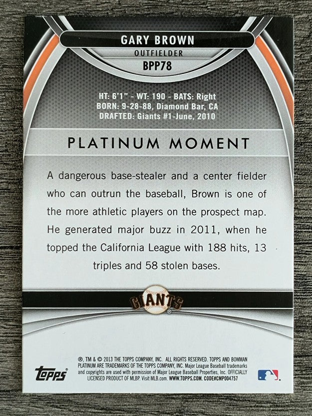 2013 Bowman Platinum Prospects #BPP78 Gary Brown