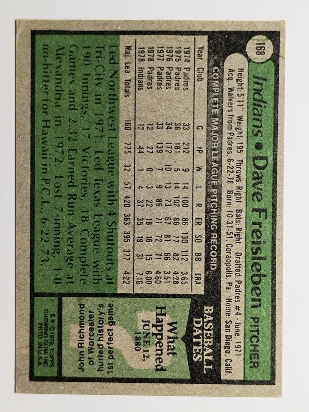 1979 Topps #168 Dave Freisleben (VGEX)