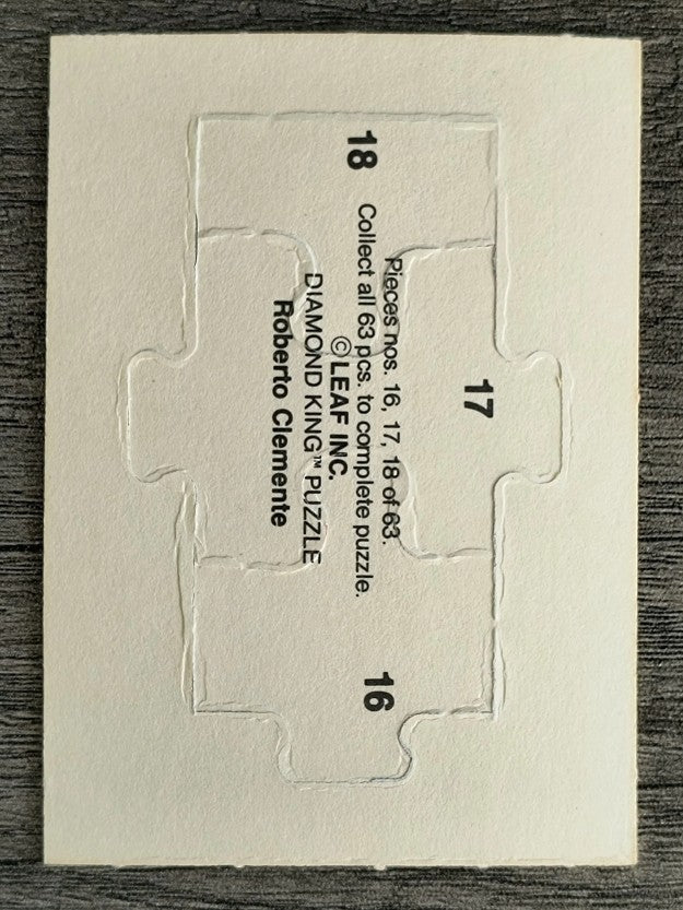 1987 Donruss Roberto Clemente Puzzle #16 Clemente Puzzle 16-18