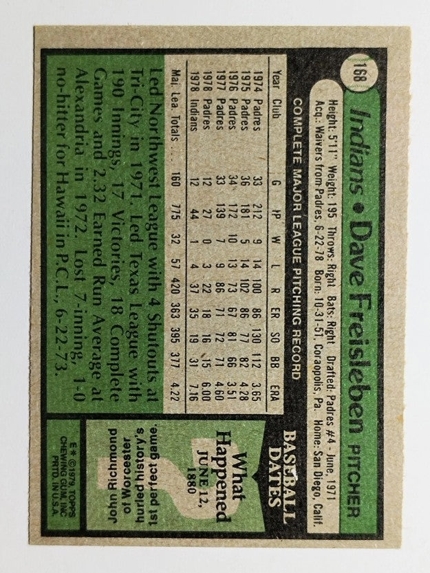 1979 Topps #168 Dave Freisleben (VG)