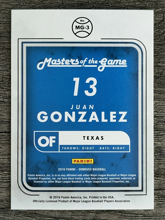 2016 Donruss Masters of the Game #MG3 Juan Gonzalez