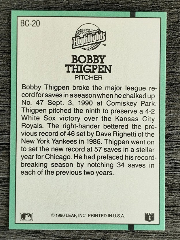 1991 Donruss Bonus Cards #BC20 Bobby Thigpen