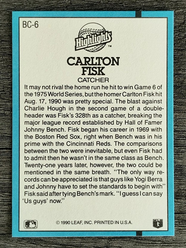 1991 Donruss Bonus Cards #BC6 Carlton Fisk