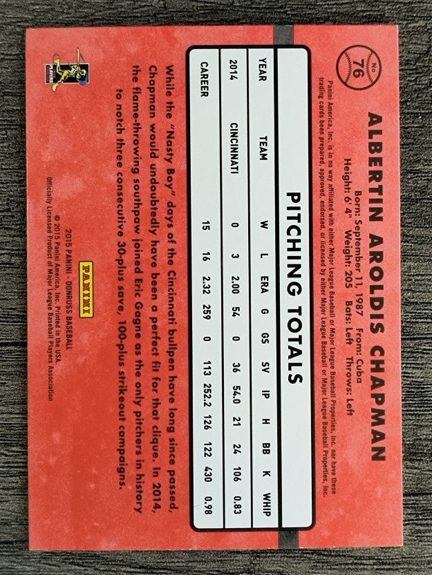 2015 Donruss #76 Aroldis Chapman