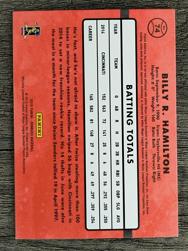 2015 Donruss #74 Billy Hamilton