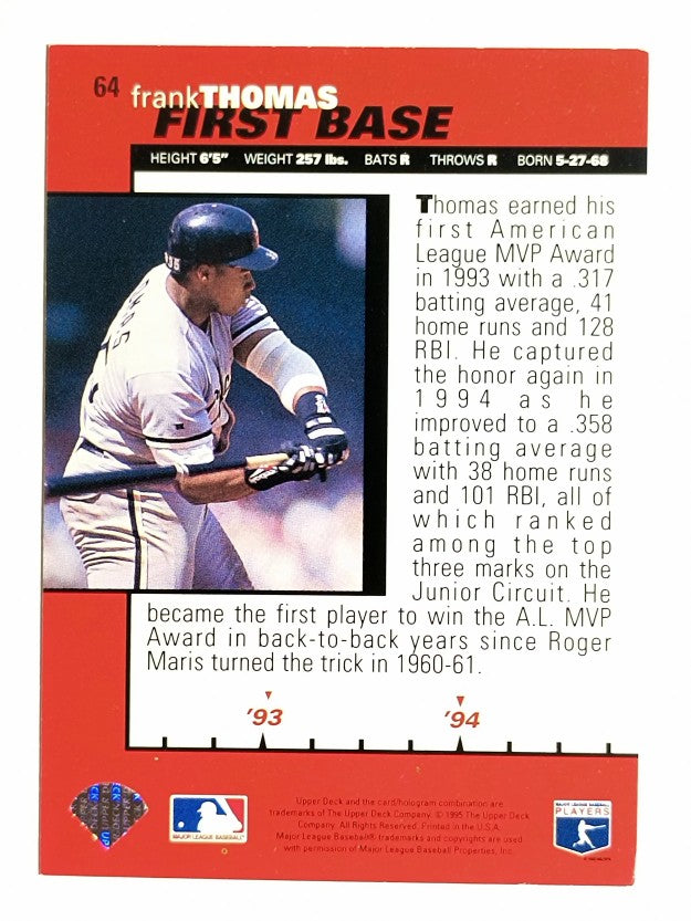 1995 Collector's Choice Silver Signature #64 Frank Thomas B90