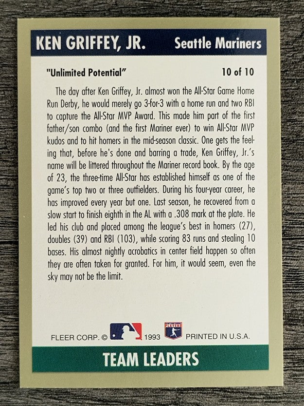 1993 Fleer Team Leaders #AL10 Ken Griffey Jr.
