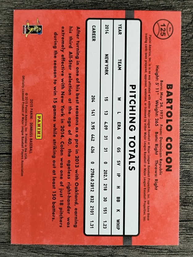 2015 Donruss #125 Bartolo Colon