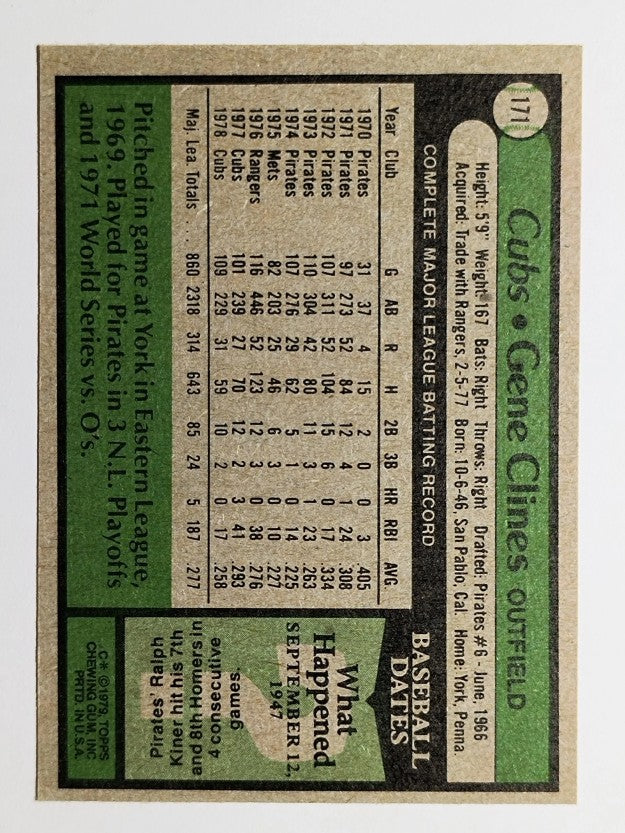 1979 Topps #171 Gene Clines (EX)