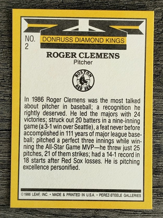 1987 Donruss #2 Roger Clemens DK