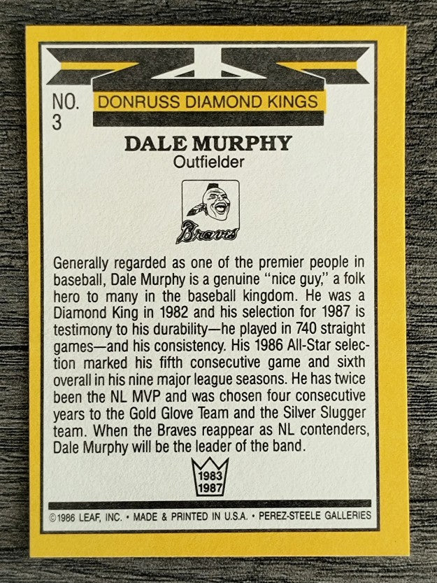 1987 Donruss #3 Dale Murphy DK