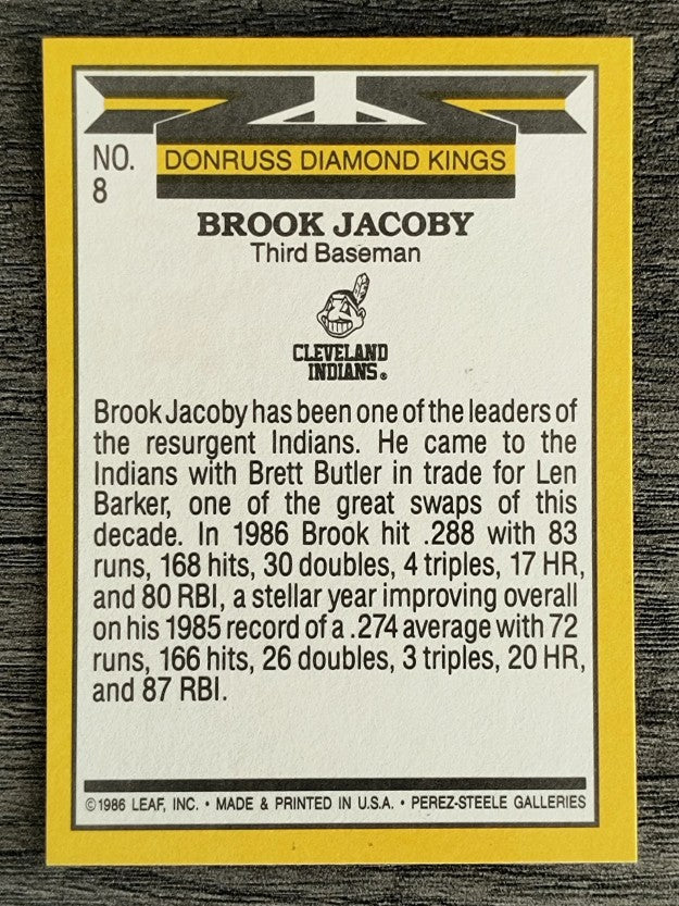 1987 Donruss #8 Brook Jacoby DK