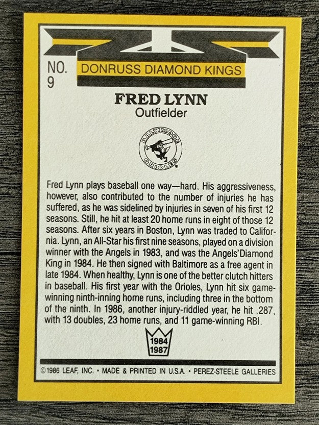 1987 Donruss #9 Fred Lynn DK