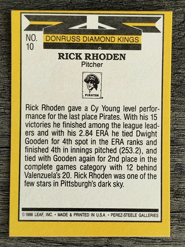 1987 Donruss #10 Rick Rhoden DK