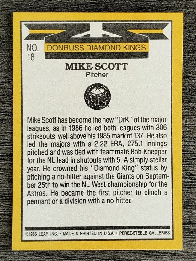 1987 Donruss #18 Mike Scott DK