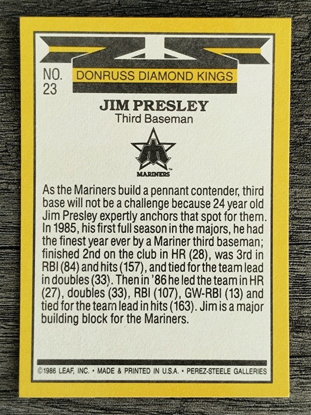 1987 Donruss #23 Jim Presley DK