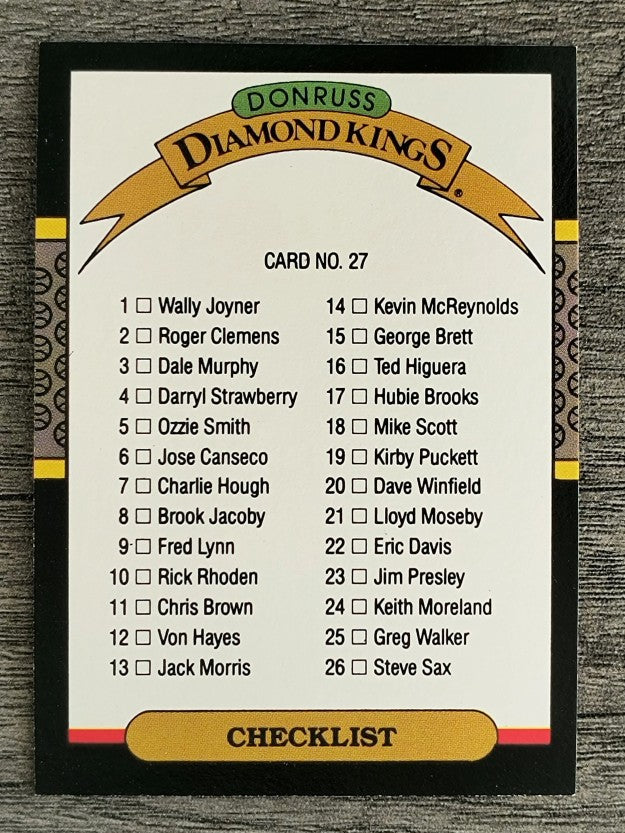 1987 Donruss #27 DK Checklist 1-26