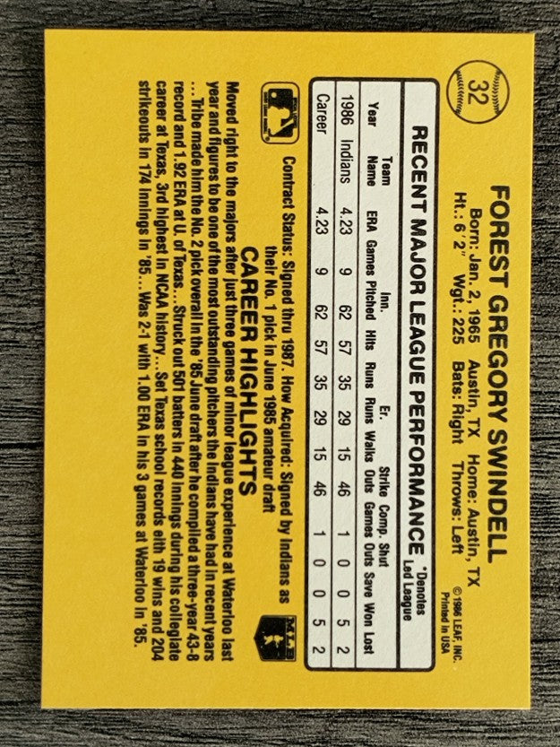 1987 Donruss #32 Greg Swindell RC