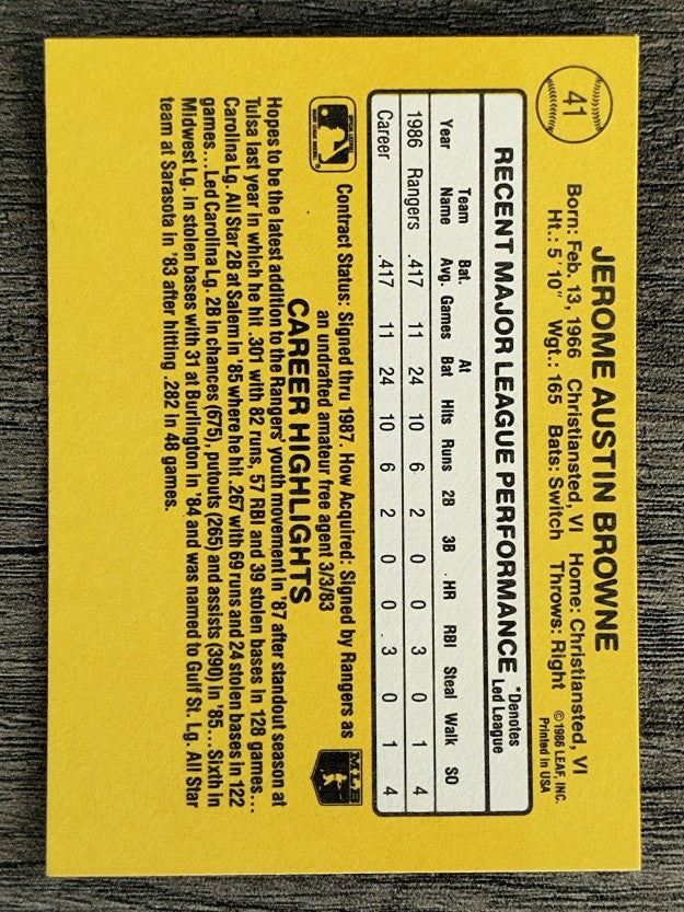 1987 Donruss #41 Jerry Browne RC