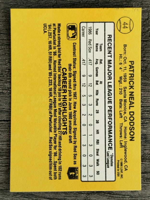1987 Donruss #44 Pat Dodson RC