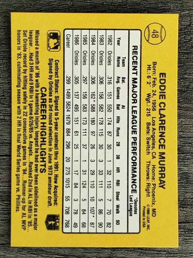 1987 Donruss #48 Eddie Murray