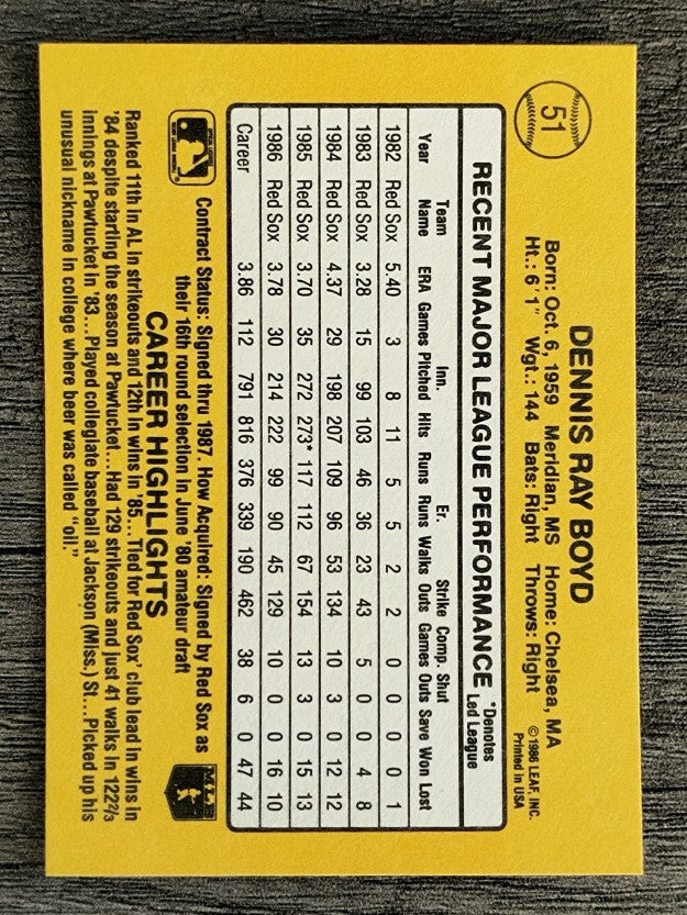 1987 Donruss #51 Oil Can Boyd