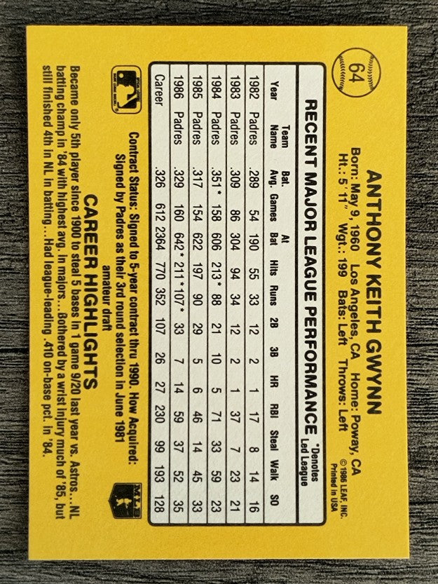 1987 Donruss #64 Tony Gwynn