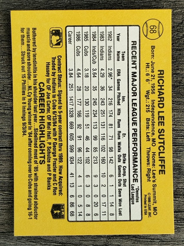 1987 Donruss #68 Rick Sutcliffe