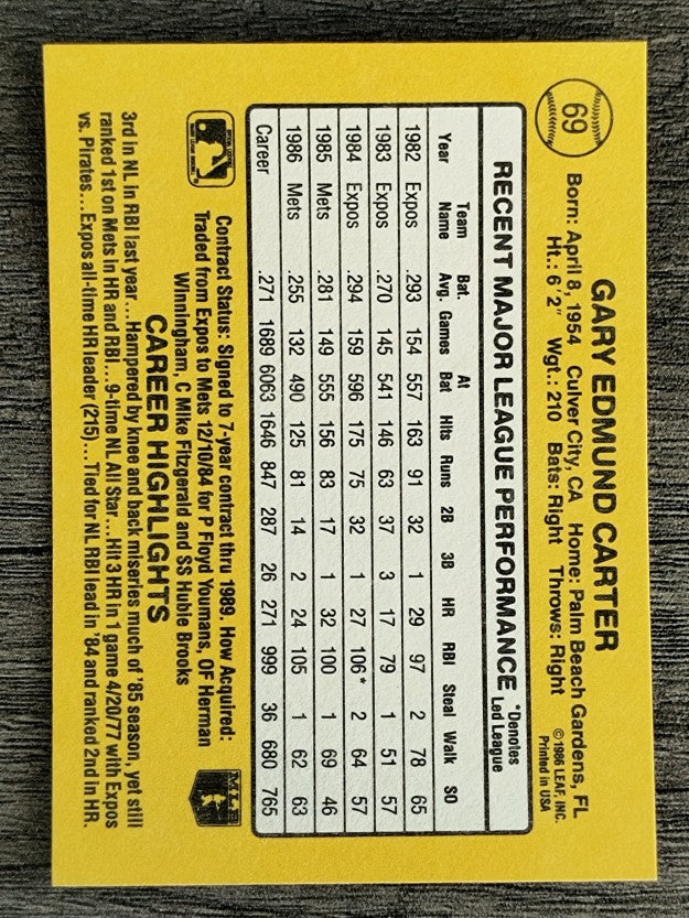 1987 Donruss #69 Gary Carter