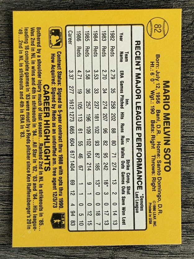 1987 Donruss #82 Mario Soto