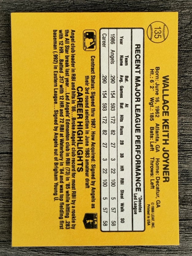 1987 Donruss #135 Wally Joyner RC