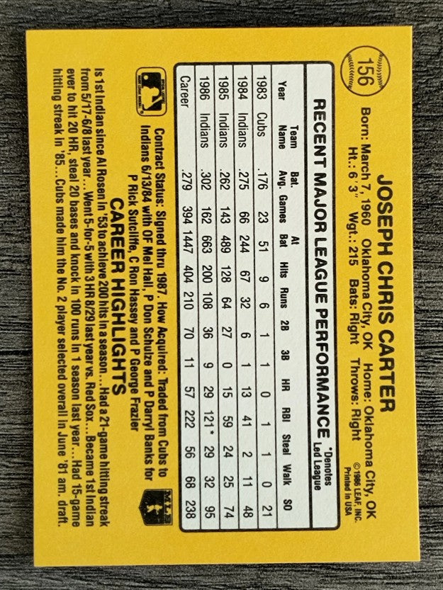 1987 Donruss #156 Joe Carter