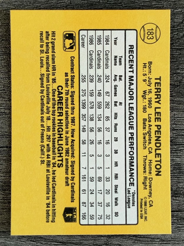 1987 Donruss #183 Terry Pendleton