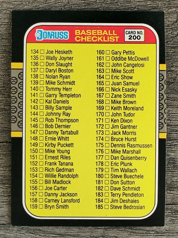1987 Donruss #200 Checklist 134-239