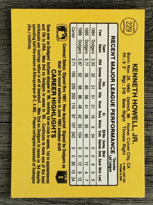 1987 Donruss #229 Ken Howell