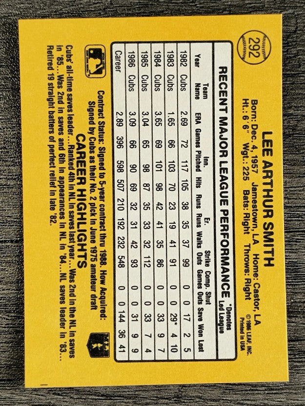 1987 Donruss #292 Lee Smith