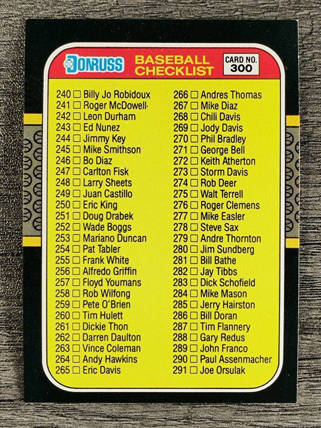 1987 Donruss #300 Checklist 240-345