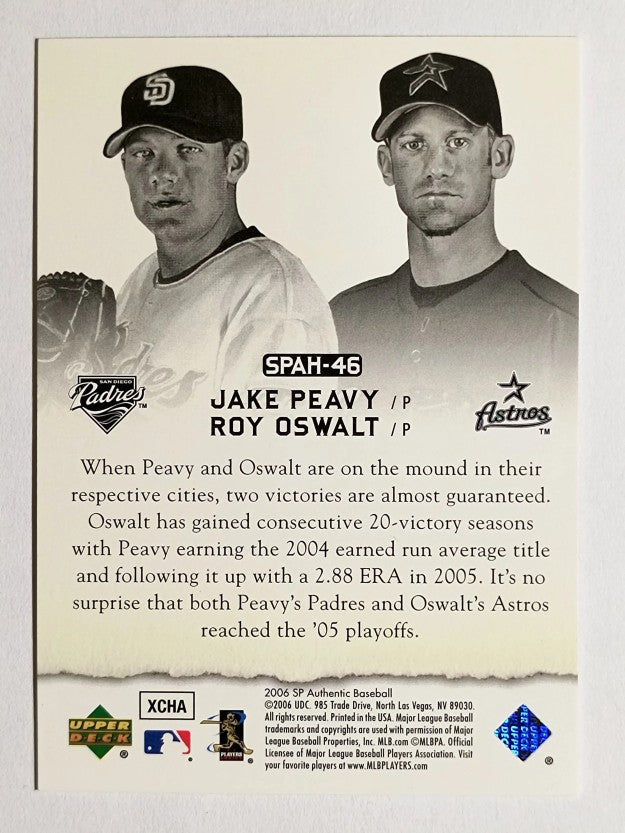 2006 SP Authentic Baseball Heroes #46 Roy Oswalt/Jake Peavy