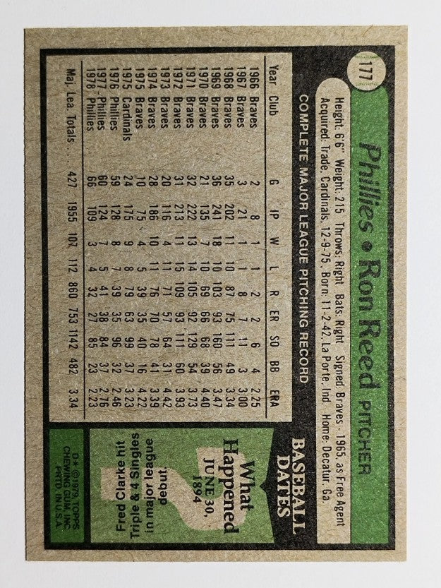 1979 Topps #177 Ron Reed (EXMT)